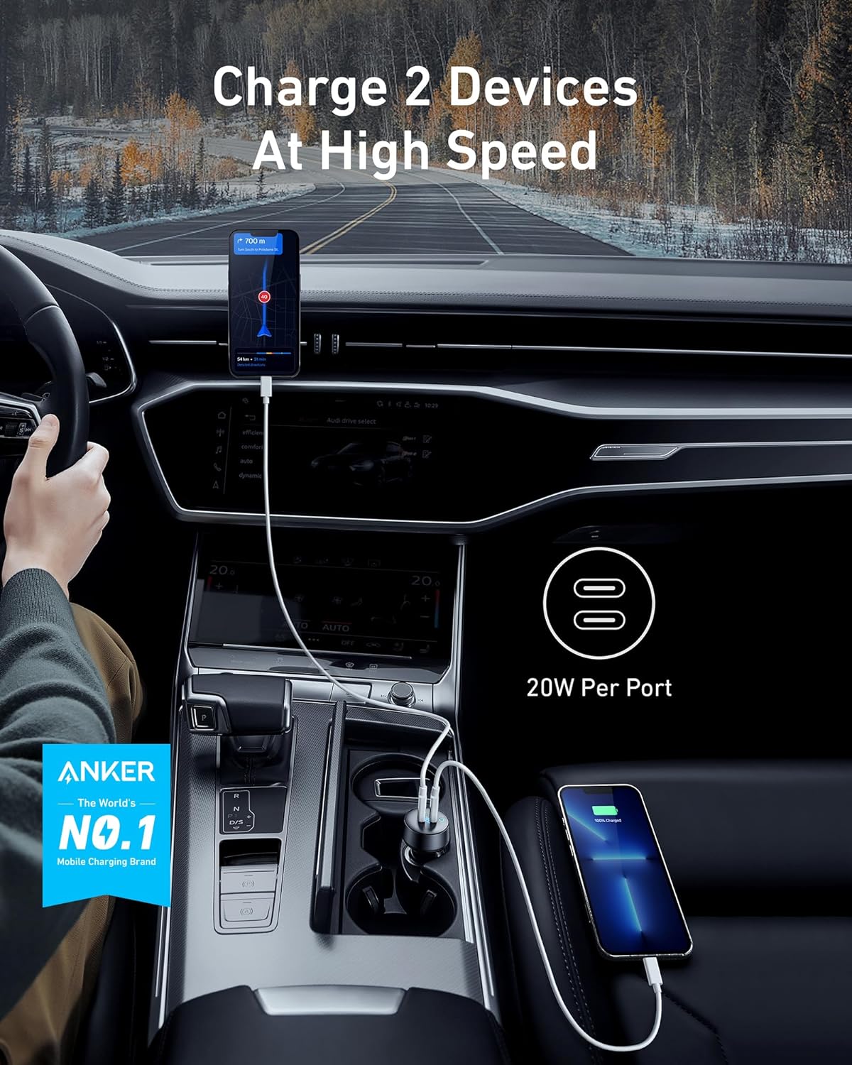 Type 2 Charger - شاحن سيارة أنكر USB-C بقدرة 40