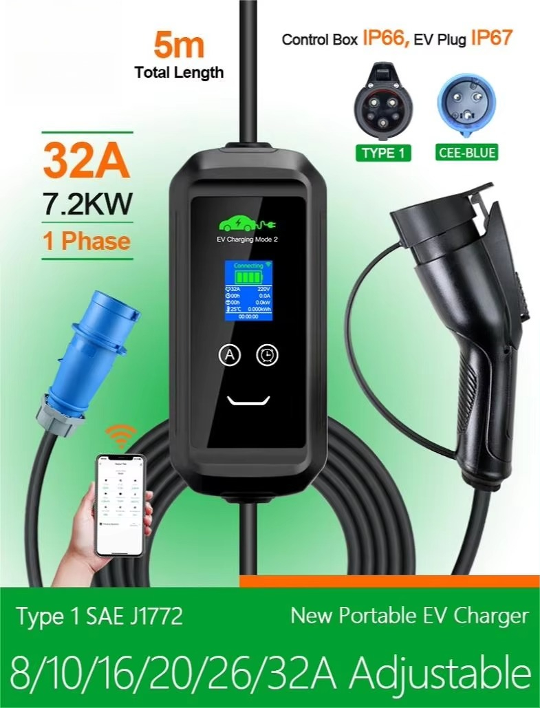 شاحن سيارات كهربائية محمول مخص - مراجعة Portable Ev Charger وسعره